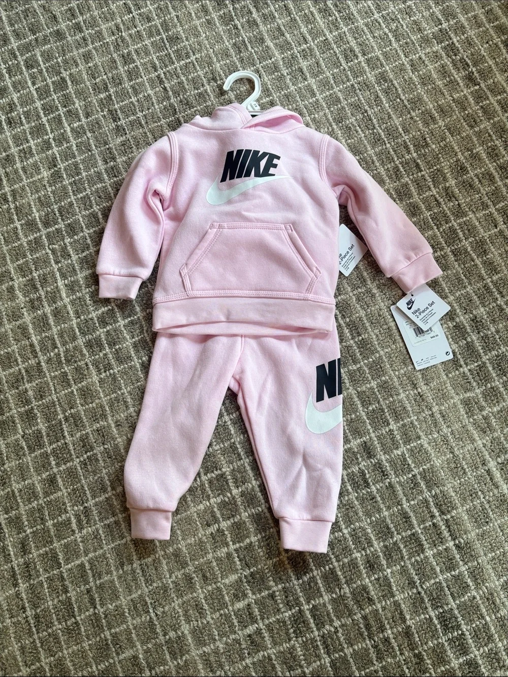 Nike Pink Hooded Sweatshirt & Joggers Set (Size 12 mo)